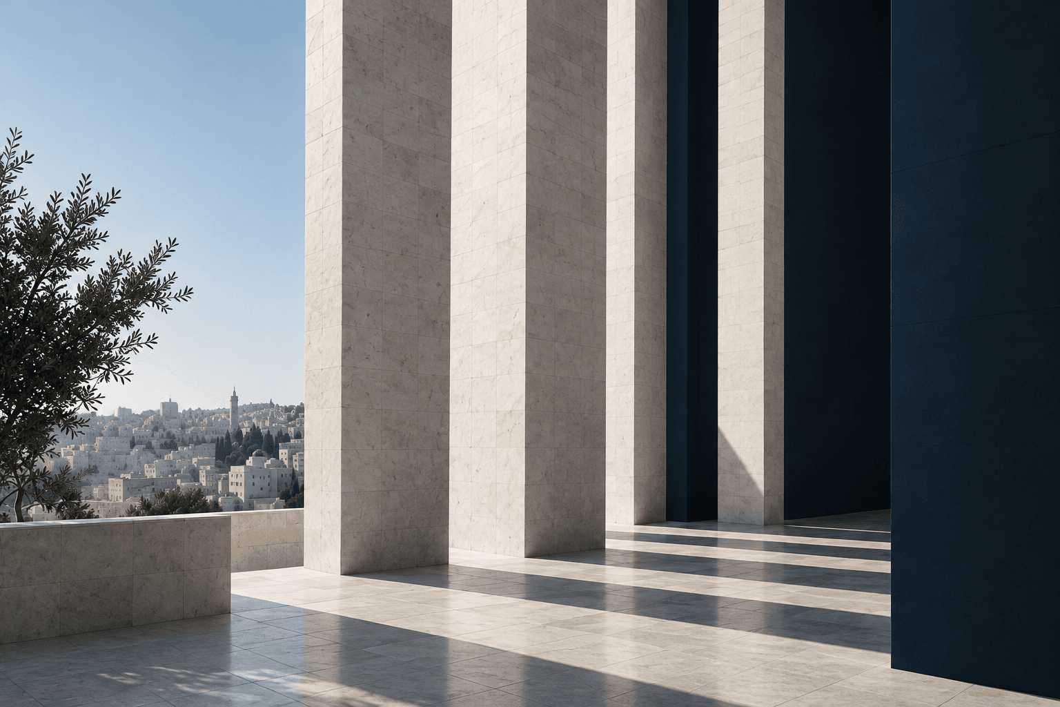 تكوين معماري من الحجر والضوء والظل